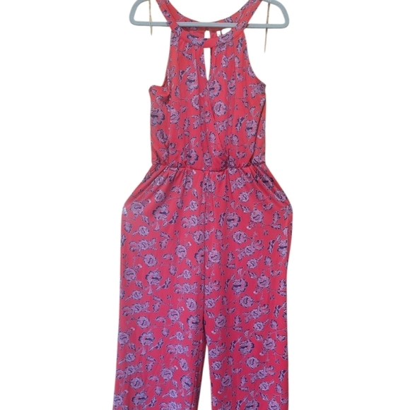 new directions Pants - New Directions Red Cut Out Pleated Jumpsuit